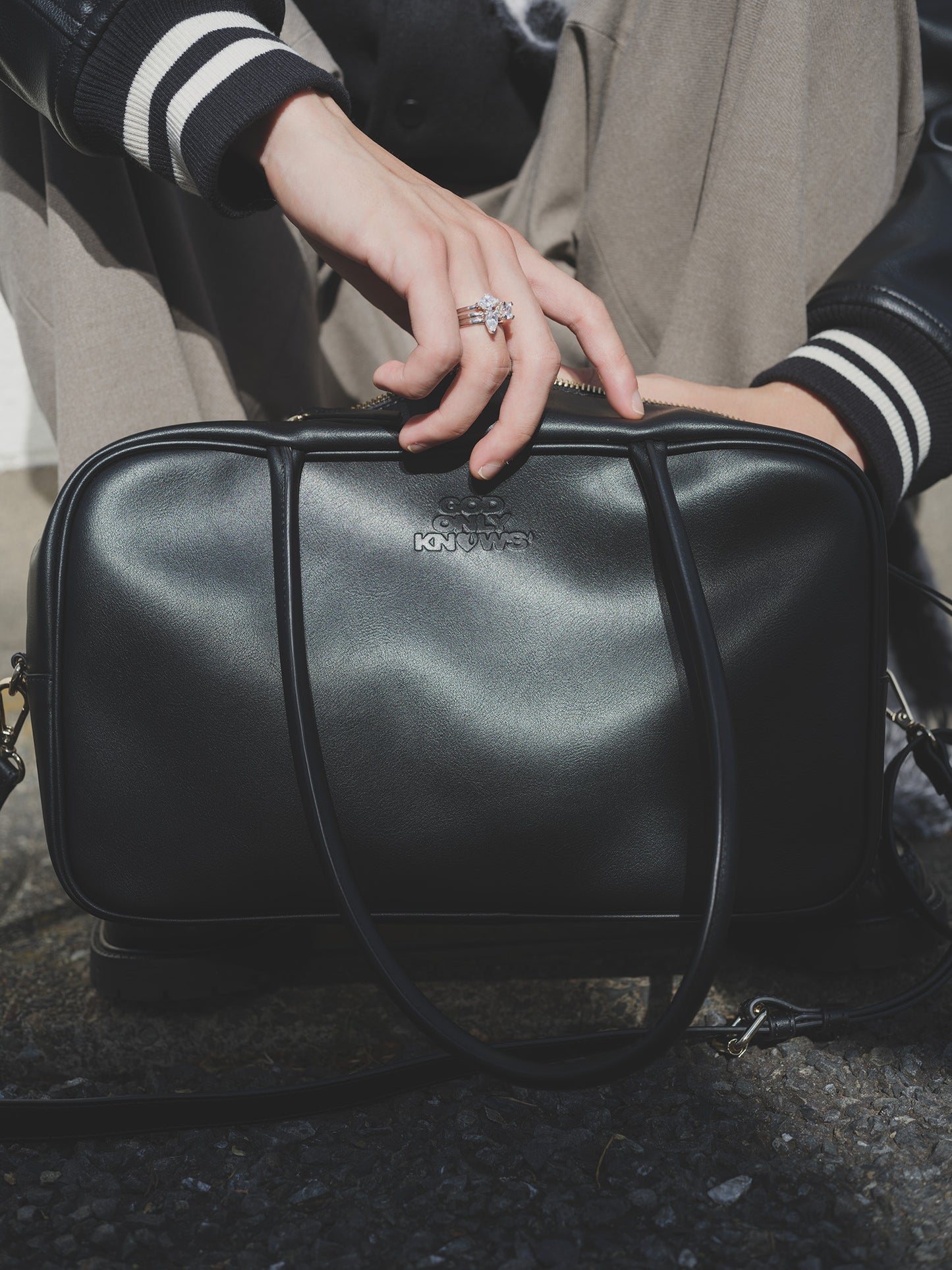 FAKE LEATHER HANDLE BAG