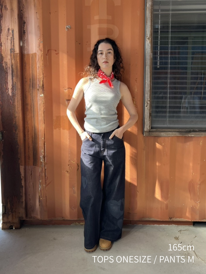 TEAR HEART PRINT DENIM PANTS