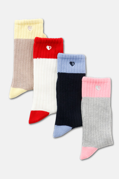 COLOR BLOCK HEART SOCKS