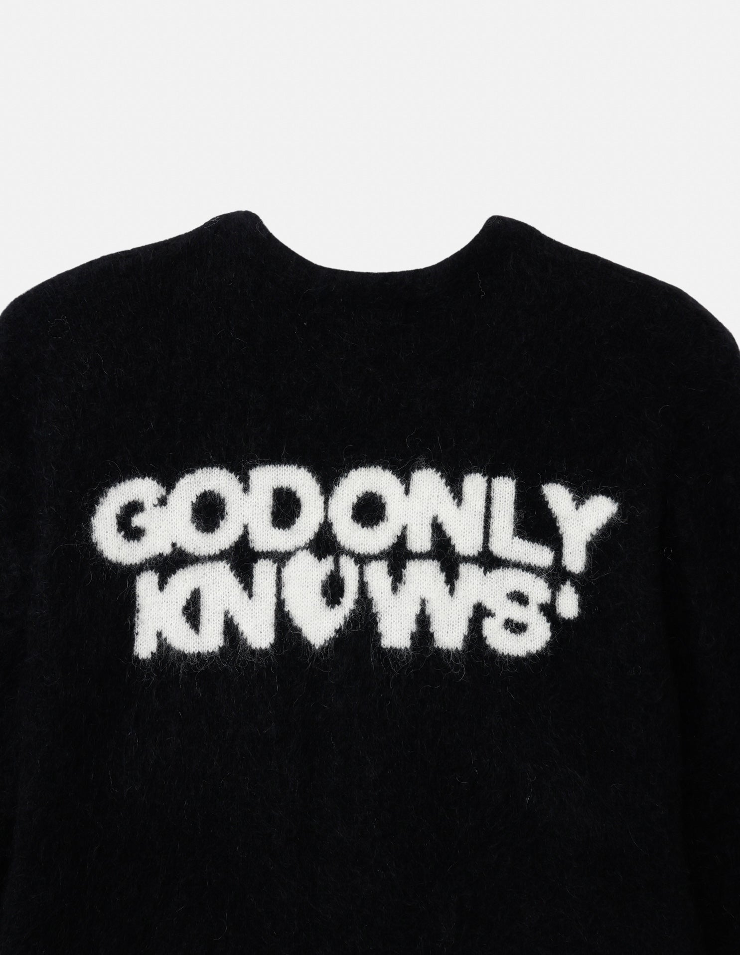 BACK LOGO MOHAIR CARDIGAN – GOD ONLY KNOWS