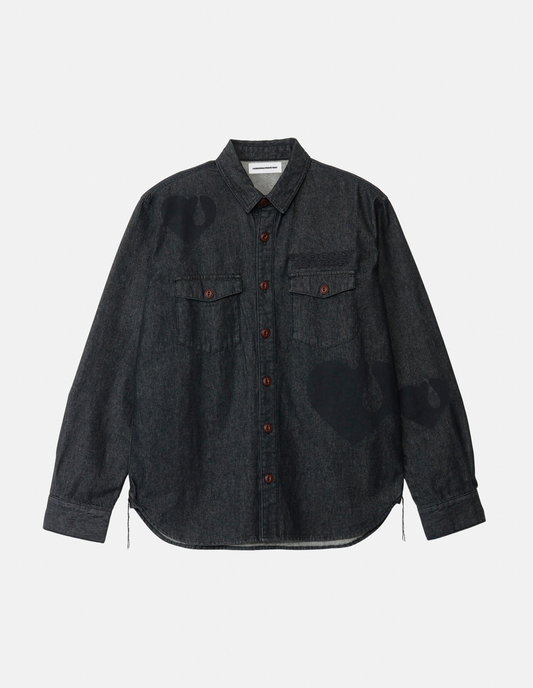 TEAR HEART PRINT DENIM SHIRT