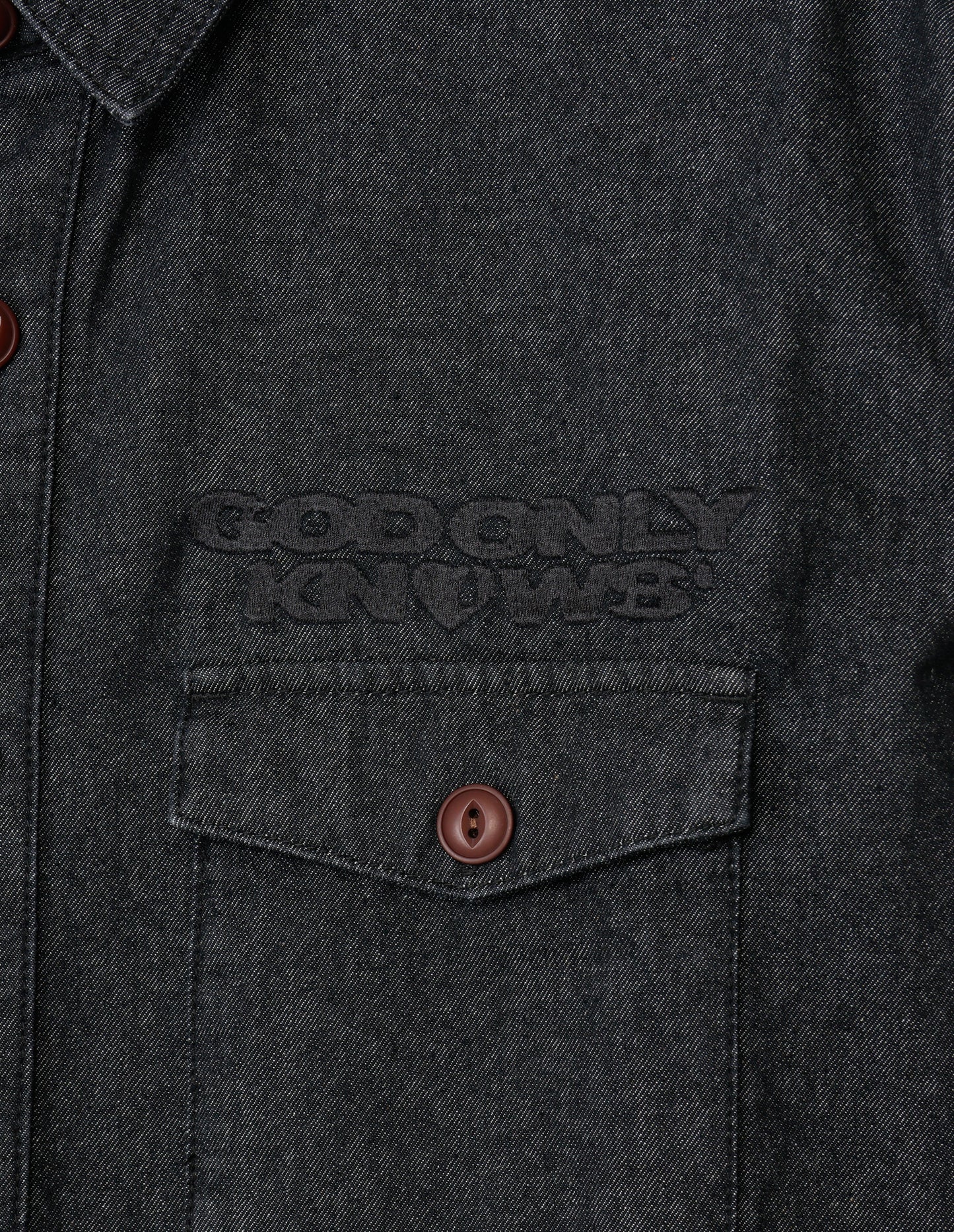 TEAR HEART PRINT DENIM SHIRT