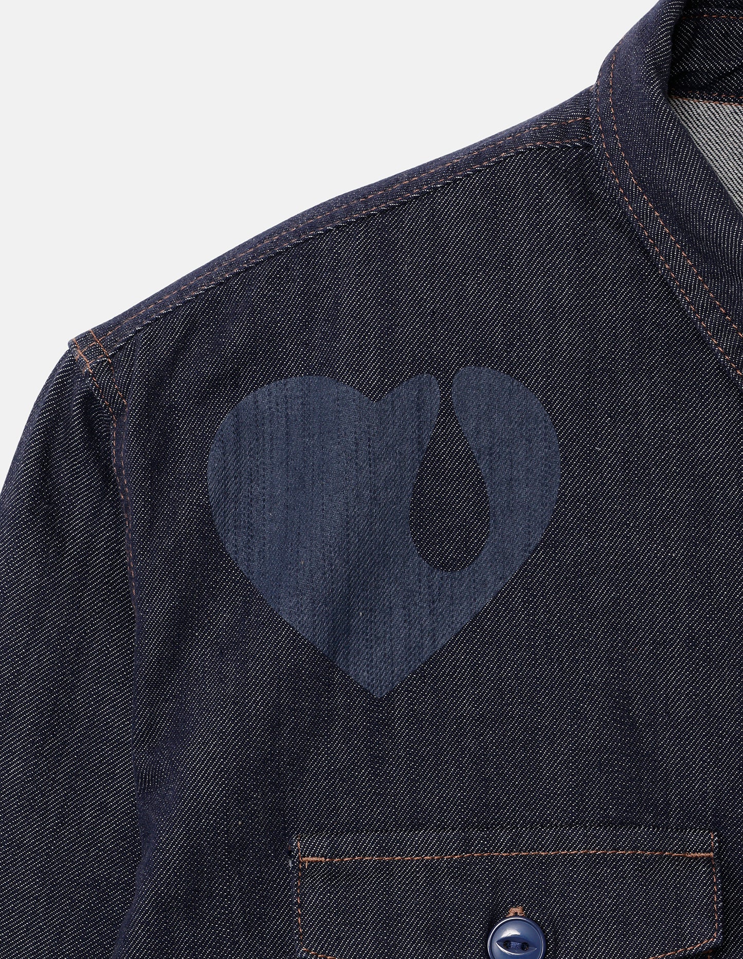 TEAR HEART PRINT DENIM SHIRT