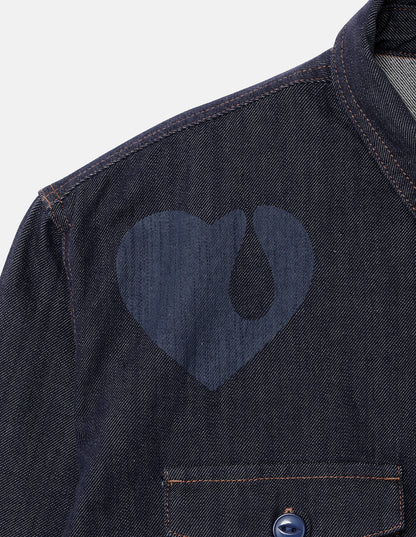 TEAR HEART PRINT DENIM SHIRT