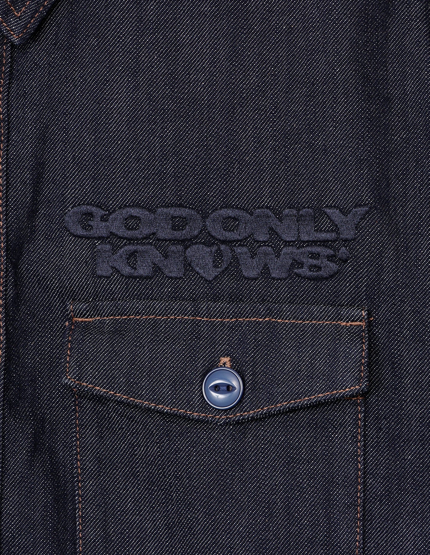 TEAR HEART PRINT DENIM SHIRT