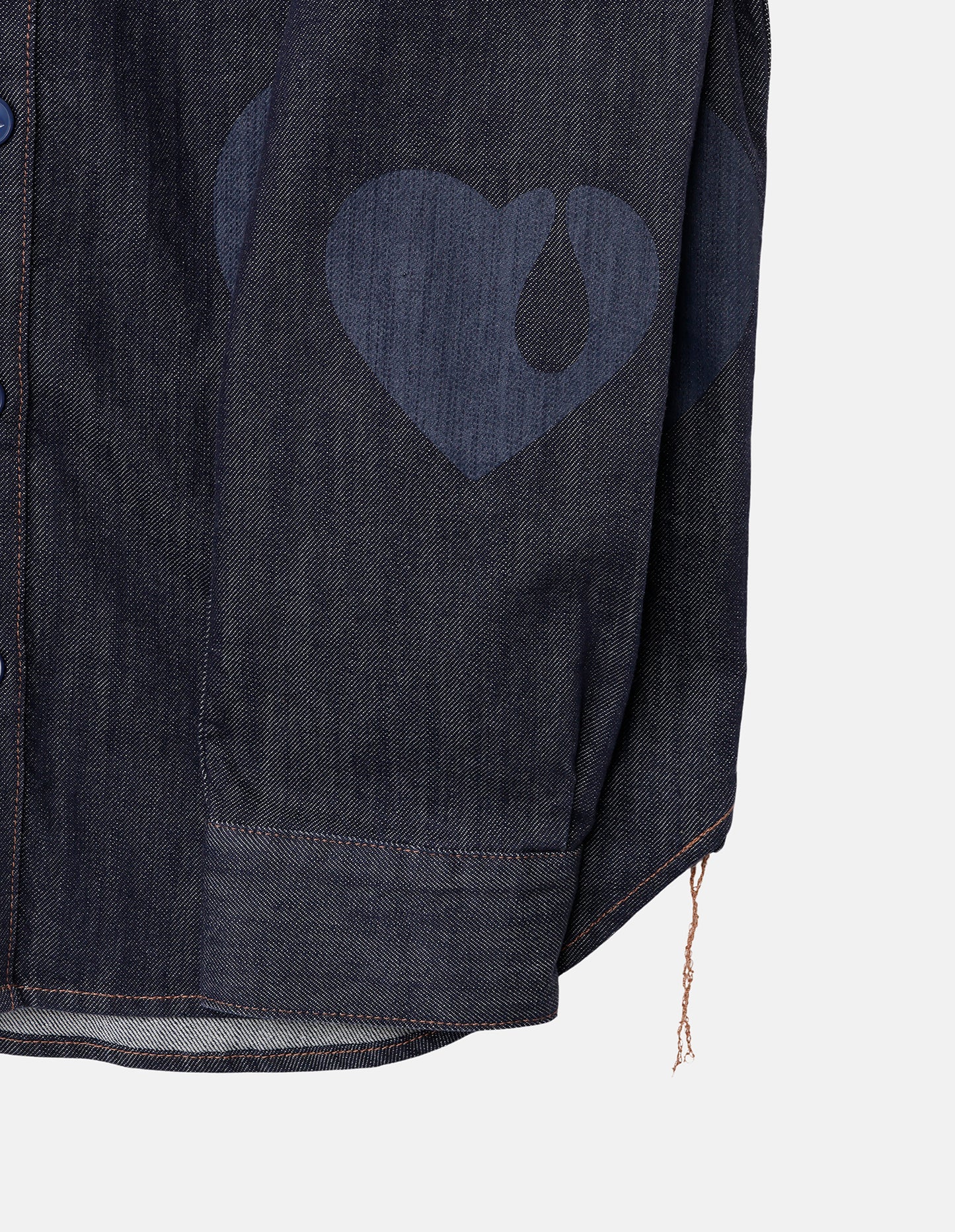 TEAR HEART PRINT DENIM SHIRT