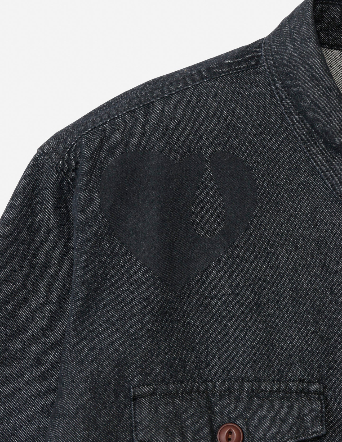 TEAR HEART PRINT DENIM SHIRT