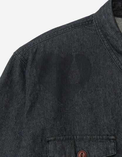 TEAR HEART PRINT DENIM SHIRT