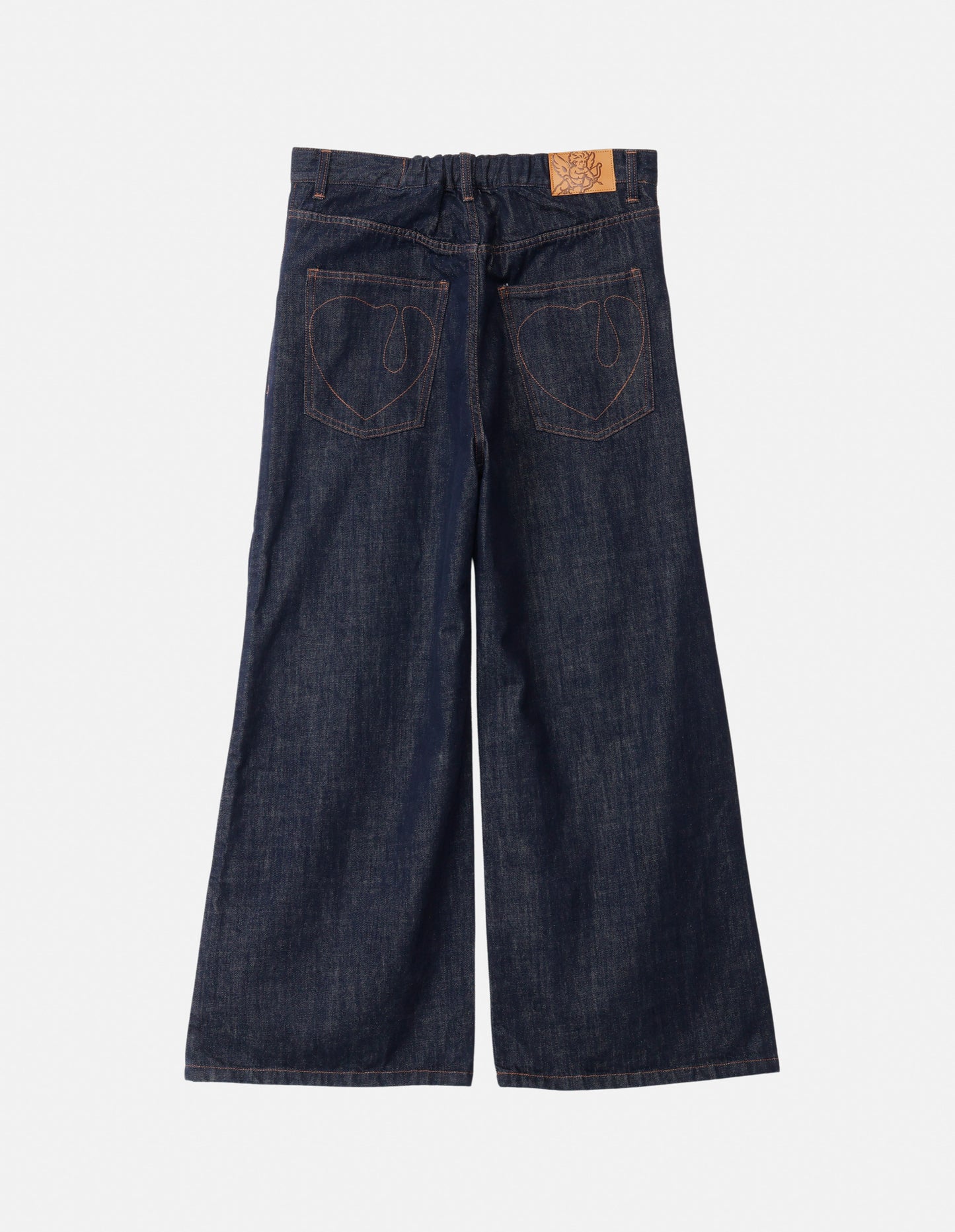 TEAR HEART PRINT DENIM PANTS