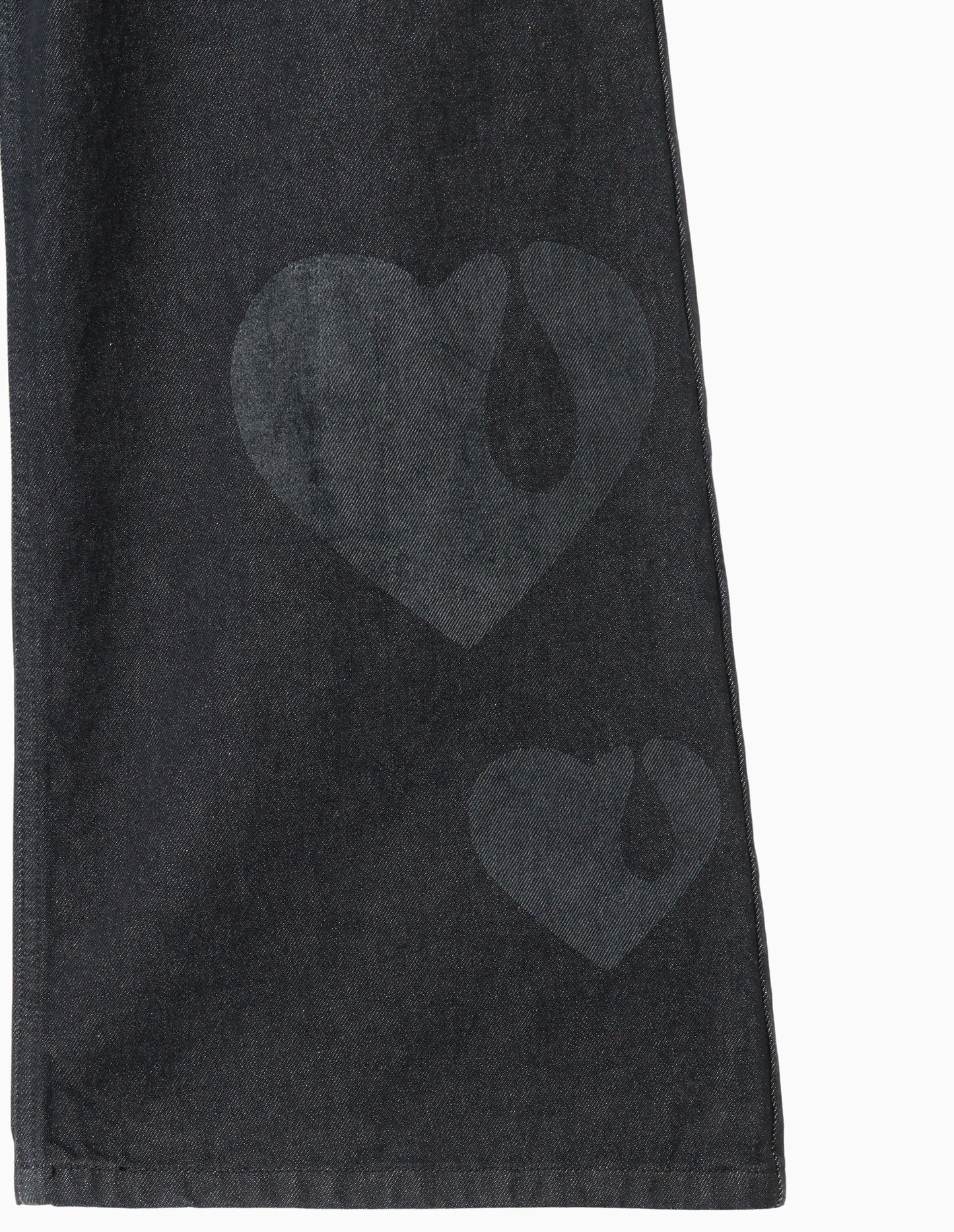 TEAR HEART PRINT DENIM PANTS
