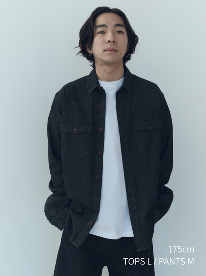 TEAR HEART PRINT DENIM SHIRT